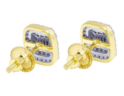 Pre-owned Jewelry Unlimited 10k Yellow Gold Baguette Diamond Double Halo Rectangle Earrings 9mm 2/5 Ct In White