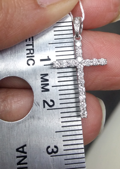 Pre-owned Handmade Deal 0.25 Ctw Round Diamond Cluster Cross Pendant Charm In 14k White Gold 22 Mm In H