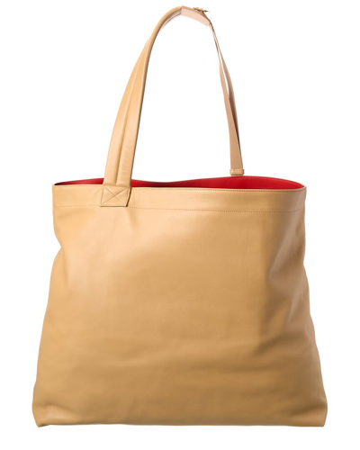 Shop Burberry Astra Large Leather Tote In Beige