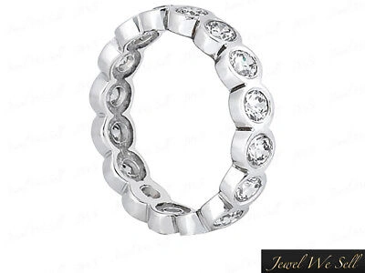 Pre-owned Jewelwesell 0.65ct Round Diamond Wedding Eternity Band Ring 10k White Gold Gh I1 Bezel Set