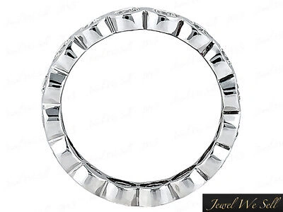 Pre-owned Jewelwesell 0.65ct Round Diamond Wedding Eternity Band Ring 10k White Gold Gh I1 Bezel Set