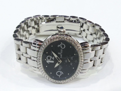 Pre-owned Sartego Women's Diamond Collection Black Dial Swiss Quartz Watch Sdbk061s