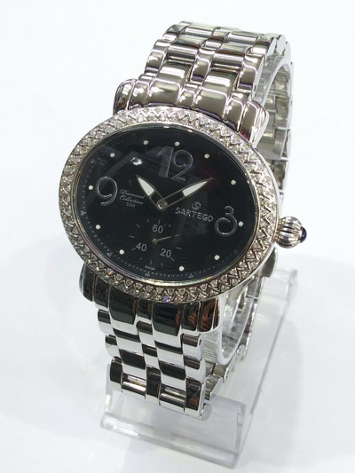 Pre-owned Sartego Women's Diamond Collection Black Dial Swiss Quartz Watch Sdbk061s