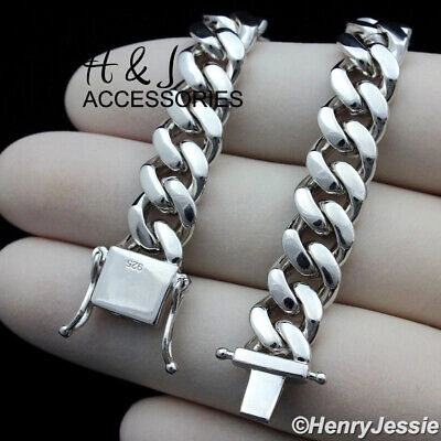 Pre-owned H&j Jewelry 20"men 925 Sterling Silver 10mm Plain Miami Cuban Curb Chain Necklaceasn20
