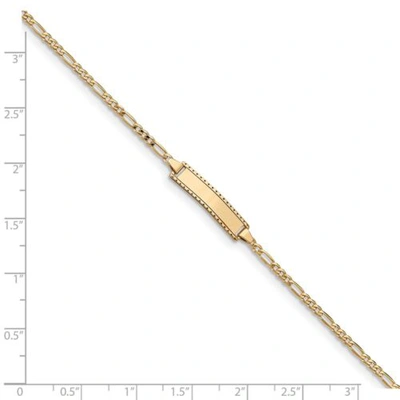 Pre-owned Accessories & Jewelry 14k Yellow Gold 5mm Engraveable Plate Polished Figaro Link Baby Id Bracelet 6"
