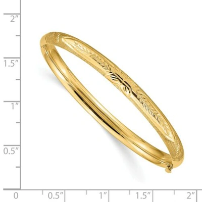 Pre-owned Accessories & Jewelry 14k Yellow Gold Florentine Engraved Design 5mm Baby Bangle 6" Bracelet