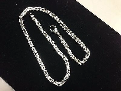 Pre-owned Tex 14k White Gold 20" Solid Mens Byzantine Square Super 4mm 58 Grams Chain/necklace In No Stone