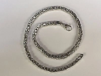 Pre-owned Tex 14k White Gold 20" Solid Mens Byzantine Square Super 4mm 58 Grams Chain/necklace In No Stone