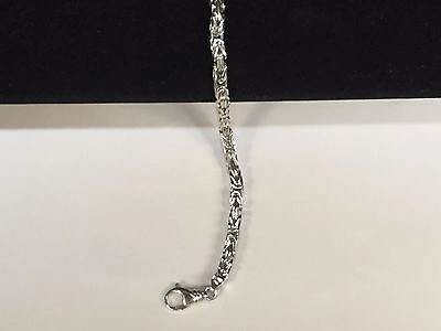 Pre-owned Tex 14k White Gold 20" Solid Mens Byzantine Square Super 4mm 58 Grams Chain/necklace In No Stone