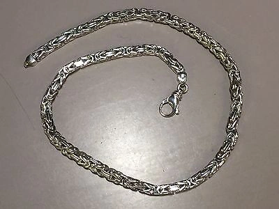 Pre-owned Tex 14k White Gold 20" Solid Mens Byzantine Square Super 4mm 58 Grams Chain/necklace In No Stone