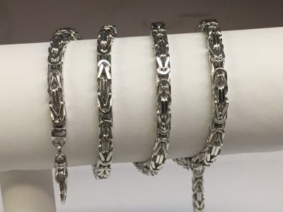 Pre-owned Tex 14k White Gold 20" Solid Mens Byzantine Square Super 4mm 58 Grams Chain/necklace In No Stone