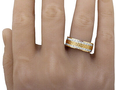 Pre-owned Jewelry Unlimited Men's 14k Yellow Gold Real Diamond Greek Engagement Wedding Band Ring 1.0ct 8mm