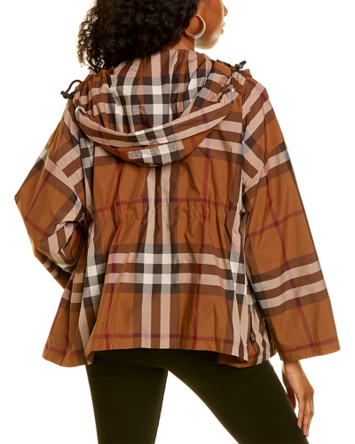 Shop Burberry Check Jacket In Brown