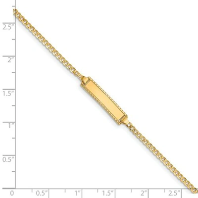 Pre-owned Accessories & Jewelry 14k Yellow Gold Engraveable 5mm Plain Baby Curb Link Children's Id Bracelet 6"