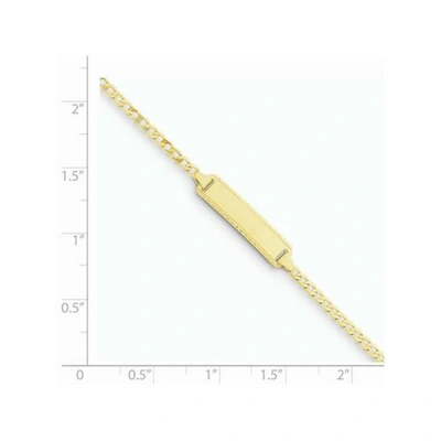 Pre-owned Accessories & Jewelry 14k Yellow Gold Engraveable 5mm Plain Baby Curb Link Children's Id Bracelet 6"
