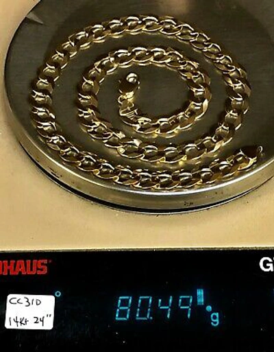 Pre-owned R C I 14k Yellow Gold 24" Solid Mens Comfort Curb Link 12.2mm 80 Grams Chain/necklace In No Stone