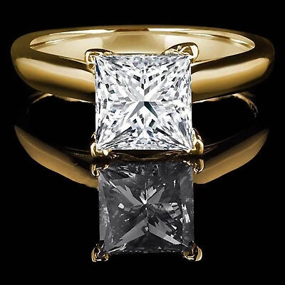 Pre-owned Pucci 1ct Princess Cut Classic Simulated Engagement Promise Ring 14k Yellow Solid Gold In White/colorless