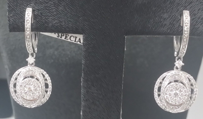 Pre-owned Handmade Deal 1.10ct Natural Round Diamond Dangle Ladies Earring 14k Gold. In White