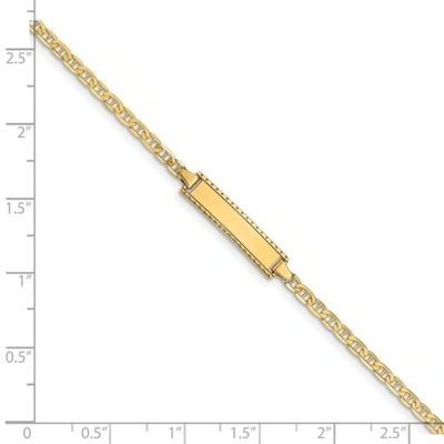 Pre-owned Accessories & Jewelry 14k Yellow Gold 5mm Engraveable Plate Polished Anchor Link Baby Id Bracelet 6"
