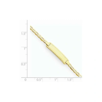 Pre-owned Accessories & Jewelry 14k Yellow Gold 5mm Engraveable Plate Polished Anchor Link Baby Id Bracelet 6"