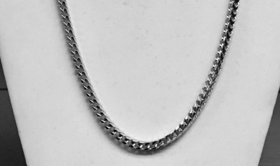 Pre-owned Nova 14k Solid White Gold Mens Franco Curb Box Link 26" 4.5 Mm 93grams Chain Necklace In No Stone