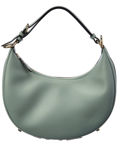 Shop Fendi Graphy Small Leather Hobo Bag In Blue