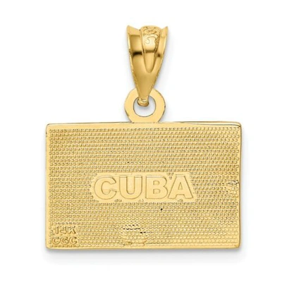Pre-owned Goldia Men.s Ladies 14k Yellow Gold Polished & Enameled Cuba Flag Pendant For Necklace