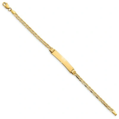 Pre-owned Accessories & Jewelry 14k Yellow Gold Engraveable Plate 5mm Baby Id Children's Anchor Link Bracelet 6"