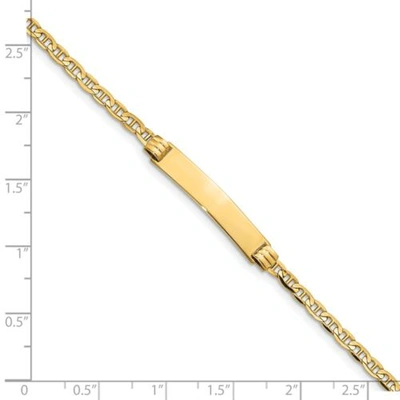 Pre-owned Accessories & Jewelry 14k Yellow Gold Engraveable Plate 5mm Baby Id Children's Anchor Link Bracelet 6"