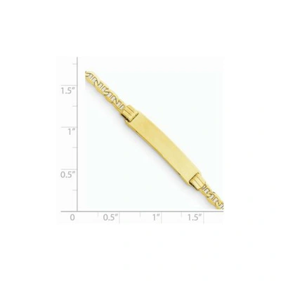 Pre-owned Accessories & Jewelry 14k Yellow Gold Engraveable Plate 5mm Baby Id Children's Anchor Link Bracelet 6"