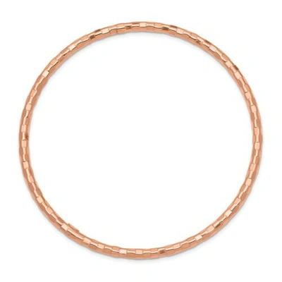 Pre-owned Versil 14k Rose Gold Polished Textured Hollow 3mm Tube Slip On Bangle Italian Gold In Pink