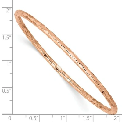 Pre-owned Versil 14k Rose Gold Polished Textured Hollow 3mm Tube Slip On Bangle Italian Gold In Pink