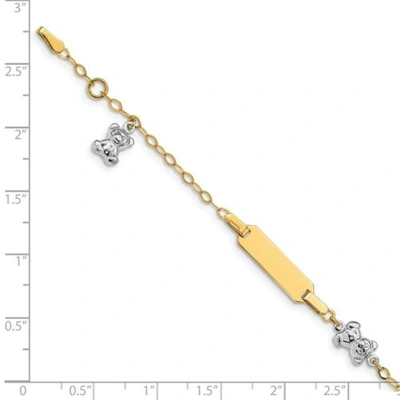 Pre-owned Accessories & Jewelry 14k Two Tone Gold 5mm Engraveable Plate W/ Teddy Bear Baby Id Bracelet 5.5" In Yellow