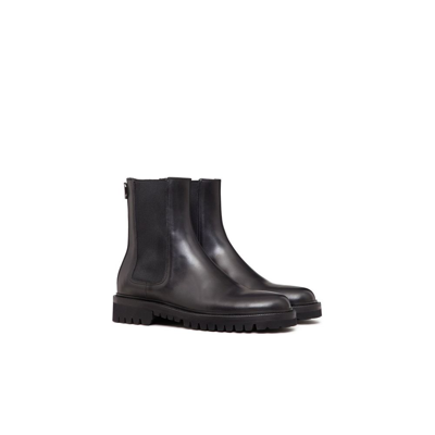 Shop Valentino Black Vlogo Leather Chelsea Boots In 0no