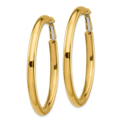 Pre-owned Accessories & Jewelry Italian 14k Yellow Gold Hollow 4mm X 50mm Large Round Tube Omega Hoop Earrings