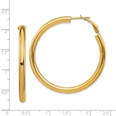 Pre-owned Accessories & Jewelry Italian 14k Yellow Gold Hollow 4mm X 50mm Large Round Tube Omega Hoop Earrings