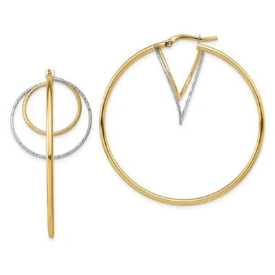 Pre-owned Accessories & Jewelry Italian 14k Tri Color Gold Large 45mm D/c Twisted Circles Inside Hoop Earrings In White
