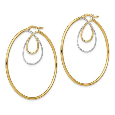 Pre-owned Accessories & Jewelry Italian 14k Tri Color Gold Large 45mm D/c Twisted Circles Inside Hoop Earrings In White