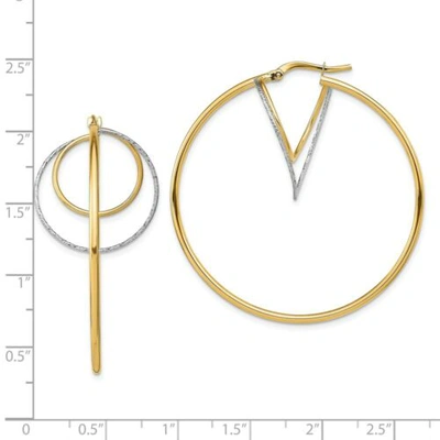 Pre-owned Accessories & Jewelry Italian 14k Tri Color Gold Large 45mm D/c Twisted Circles Inside Hoop Earrings In White