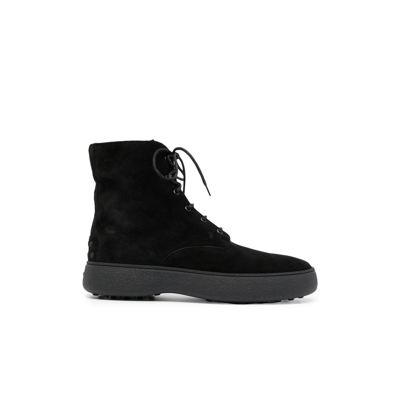 Shop Tod's Black W.g. Suede Lace Up Boots