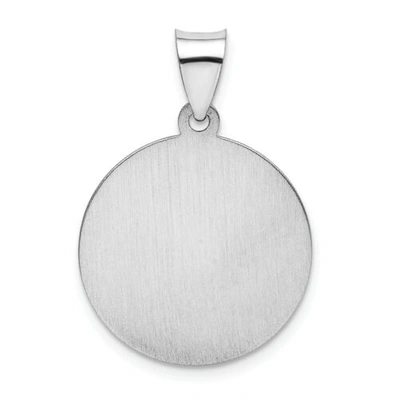 Pre-owned Goldia 14k White Gold Satin & Polished St. Christopher Protect Us Medal Round Pendant