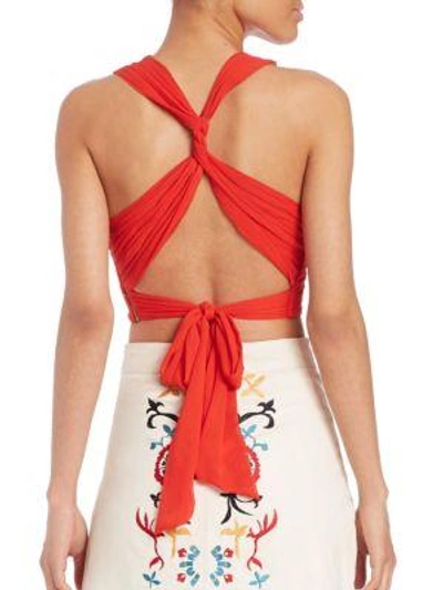 Shop Alice And Olivia Tracee Cropped Crossover Top In Light Poppy