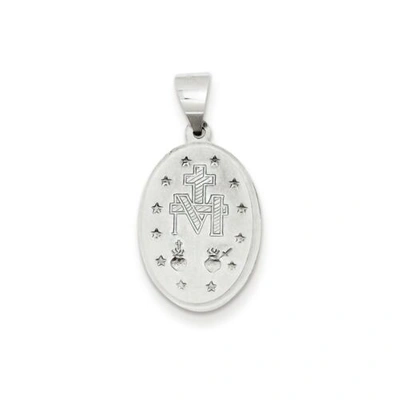 Pre-owned Goldia 14k White Gold Polished & Satin Blessed Virgin Mary Miraculous Medal Pendant In Yellow