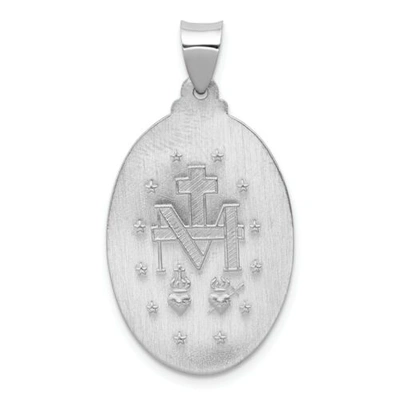 Pre-owned Goldia 14k White Gold Polished & Satin Blessed Virgin Mary Miraculous Medal Pendant In Yellow