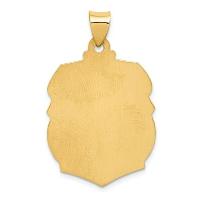 Pre-owned Goldia 14k Yellow Gold Satin & Polished St. Michael Protect Us Badge Medal Pendant