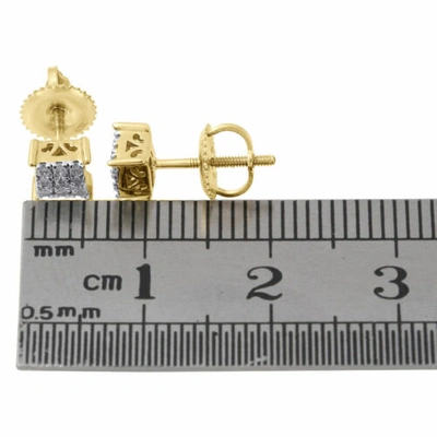 Pre-owned Jfl Diamonds & Timepieces 10k Yellow Gold Diamond Square Studs 4 Prong Mini 5.15mm Earrings 0.17 Ct. In White