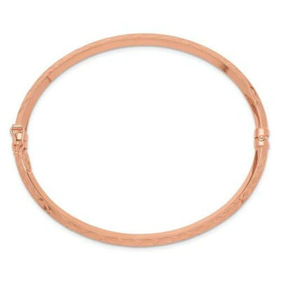 Pre-owned Versil 14k Rose Gold Lightweight Diamond Cut 3.25mm Hinged Bangle Italian Gold In Pink