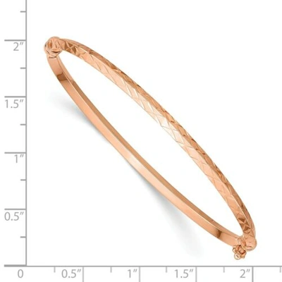 Pre-owned Versil 14k Rose Gold Lightweight Diamond Cut 3.25mm Hinged Bangle Italian Gold In Pink