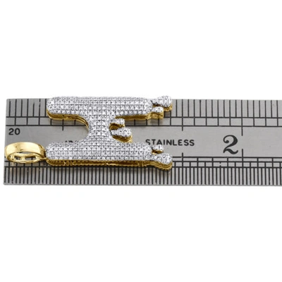 Pre-owned Jfl Diamonds & Timepieces 10k Yellow Gold Diamond H Initial Bubble Drip Pendant Pave Dome Charm 0.54 Ct. In White