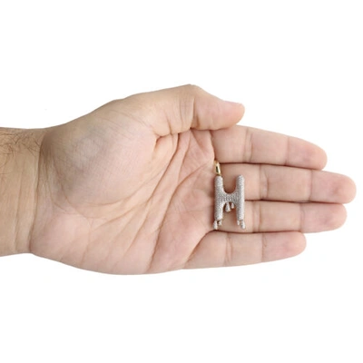 Pre-owned Jfl Diamonds & Timepieces 10k Yellow Gold Diamond H Initial Bubble Drip Pendant Pave Dome Charm 0.54 Ct. In White